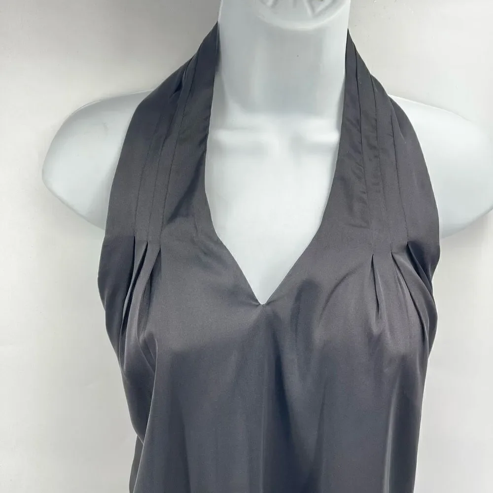 Superdown Womens Halter Neck Blouse Top Sleeveless Open Back V Neck Black Small